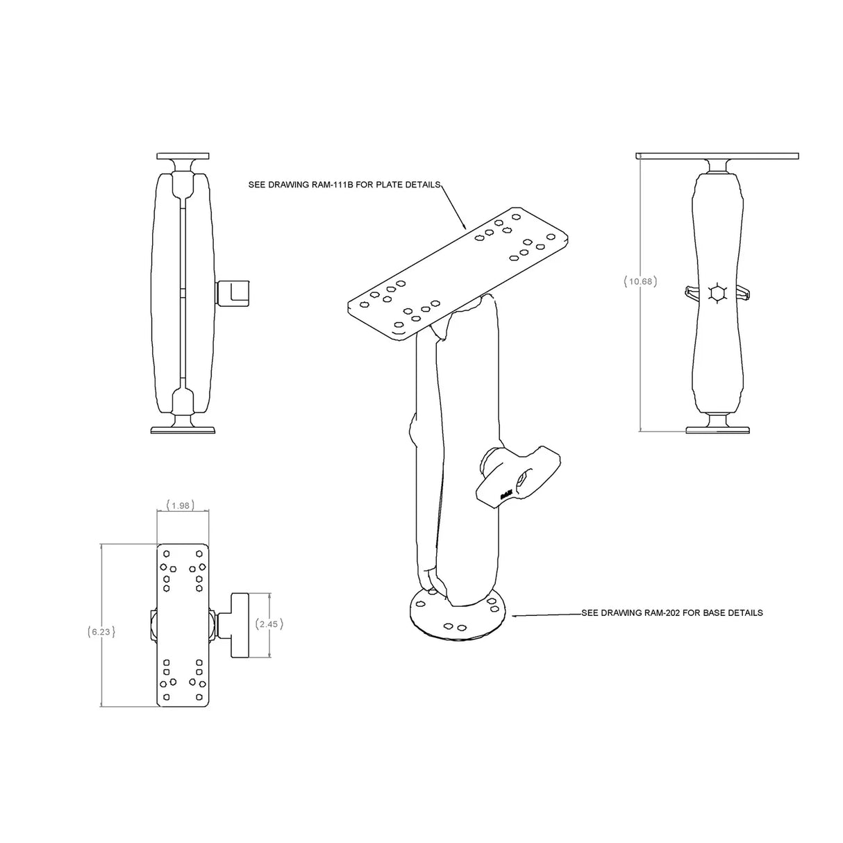 Suport Ram Mount Universal bila C Long