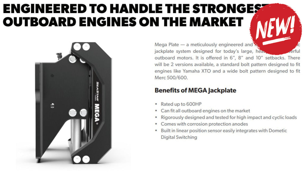 Jackplate electro hidraulic Seastar Electro Hydraulic Mega Plate 8’’ Setback Wide Mount