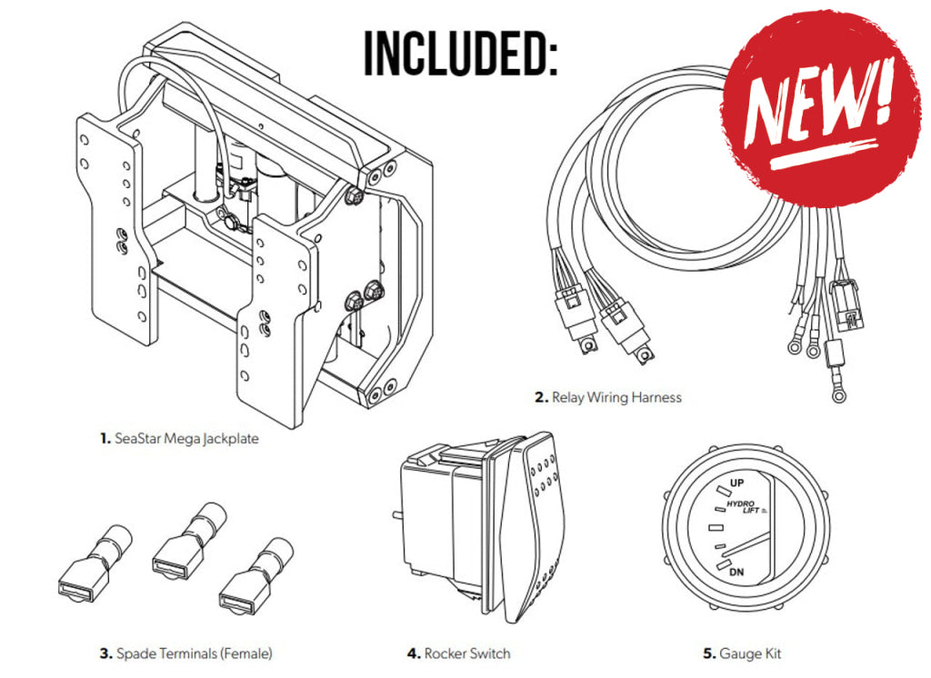 Jackplate electro hidraulic Seastar Electro Hydraulic Mega Plate 8’’ Setback Wide Mount