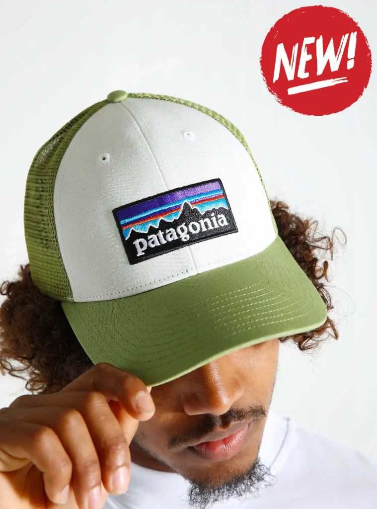 Sapca Patagonia Unisex P-6 Logo Lopro Trucker White W/Buckhorn Green