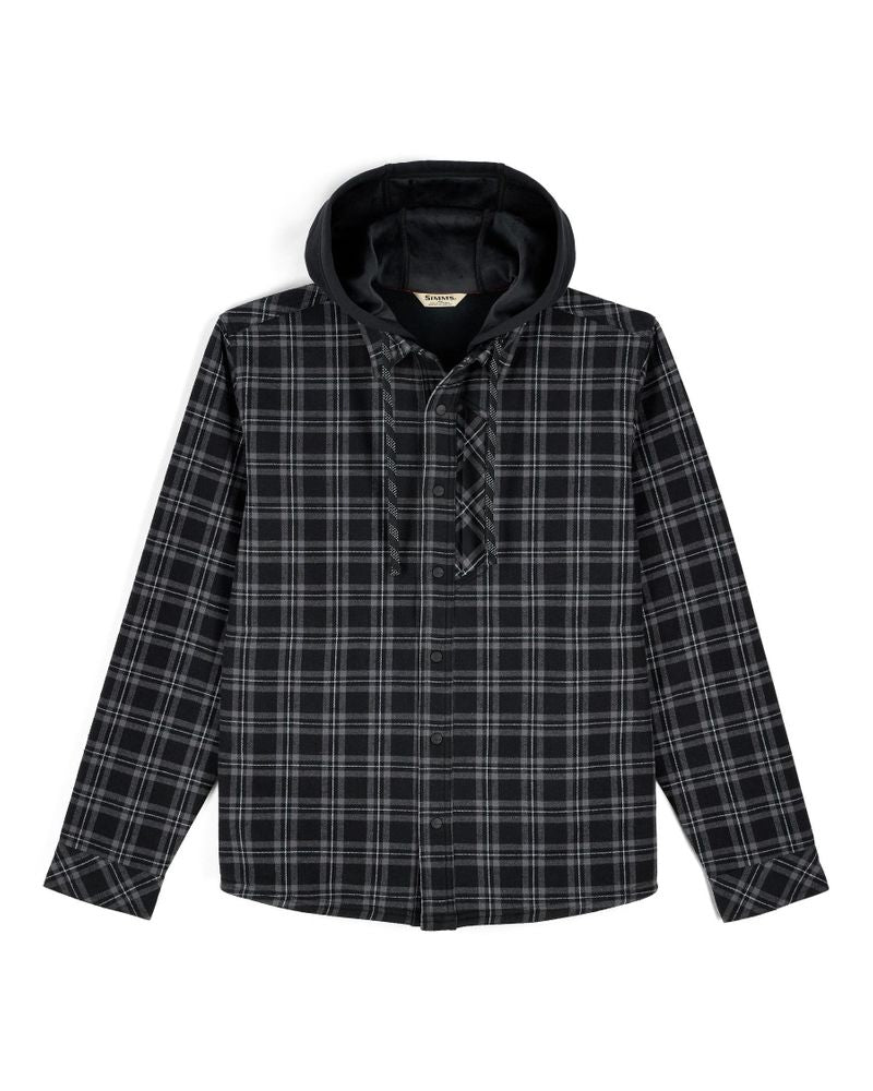 Sport SIMMS Coldweather Hooded Shacket Wakemup Plaid: Black