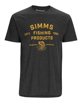 Tricou SIMMS Stacked Logo Bass Charcoal Heather